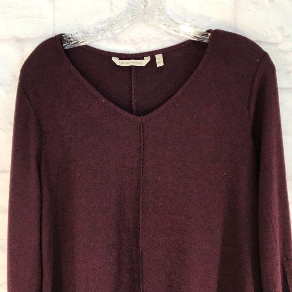 New Soft Surroundings Womens Small Tunic Sweater Maroon Long Sleeve Pullover - Picture 5 of 8